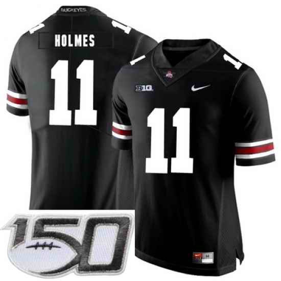 Ohio State Buckeyes 11 Jalyn Holmes Black Nike College Football Stitched 150th Anniversary Patch Jersey
